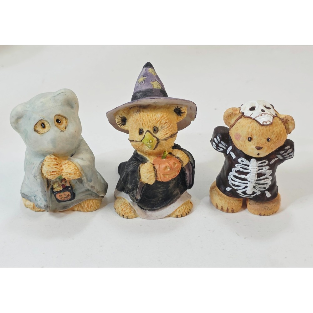 Vintage Oriental Trading Co Halloween Bear Figurines Skeleton Ghost Witch